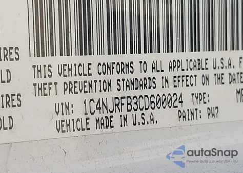 2012 Jeep Patriot Latitude from USA, damaged, VIN 1C4NJRFB3CD600024